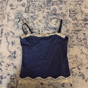 Lioness Midnight Blue Camisole with Cream Lace